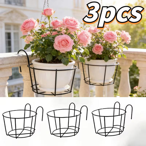 3 Pc Black Metal Hanging Plant Rack