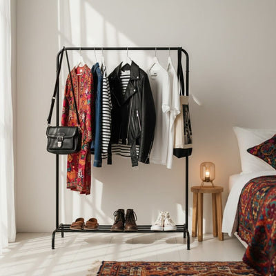 Clothes Hanging stand with Single Shoe Rack