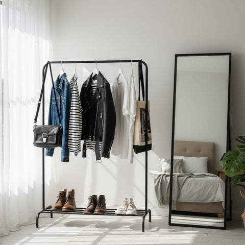 Clothes Hanging stand with Single Shoe Rack