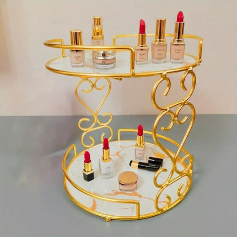 2 Tier Makeup Organizer Top Premium Arcylic Marble Texture