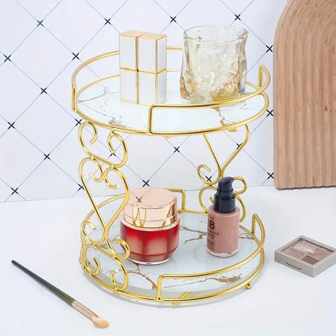 2 Tier Makeup Organizer Top Premium Arcylic Marble Texture