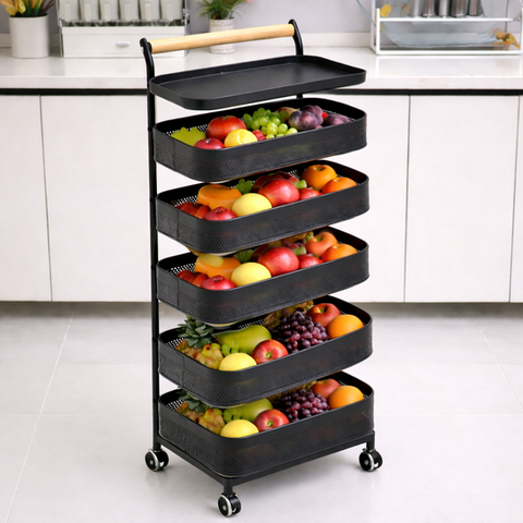 Multi Rolling Fruit & Vegetable Storage Trolley Cart (Metal Organizer With Wheels)