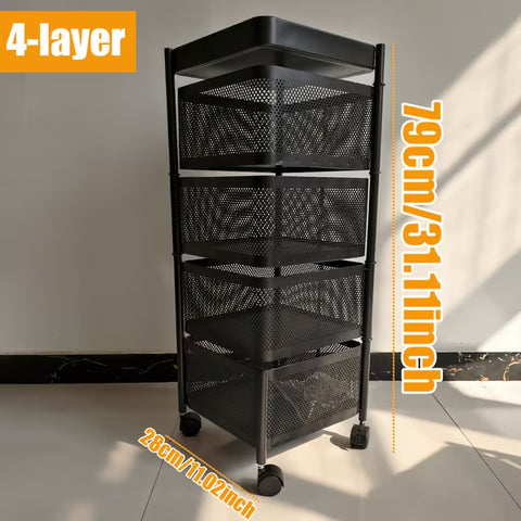 4 Layer Rotatable Basket With Wheels