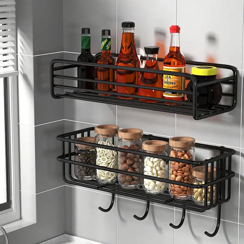 3 Pc Storage rack for kitchen bathroom with strong adhesive stickers (no drill needed)