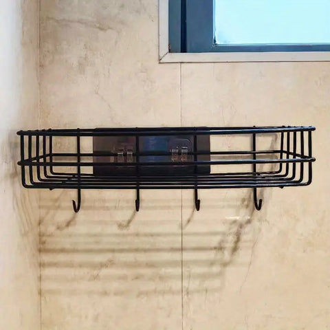 2 Pc wall mounted black Storage basket with strong adhesive stickers (No drill needed)