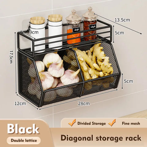 Self Adhesive Basket With Attached Spice Rack