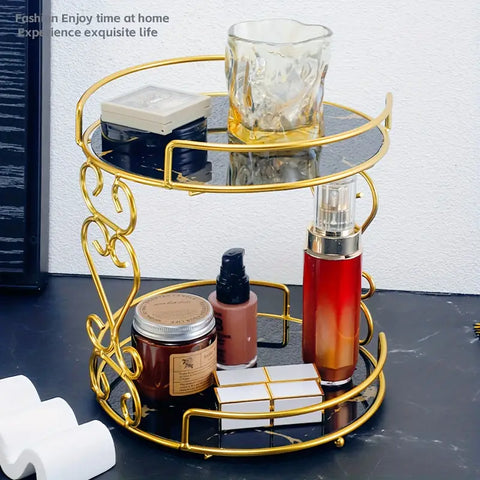 2 Tier Makeup Organizer Top Premium Arcylic Marble Texture