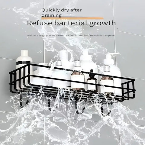 2 Pc wall mounted black Storage basket with strong adhesive stickers (No drill needed)