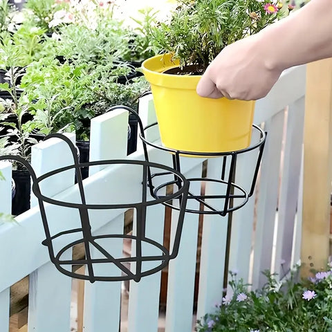 3 Pc Black Metal Hanging Plant Rack