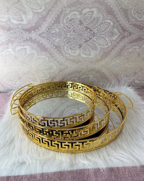 Gold Luxury Trays With Mirror Base Premium quality