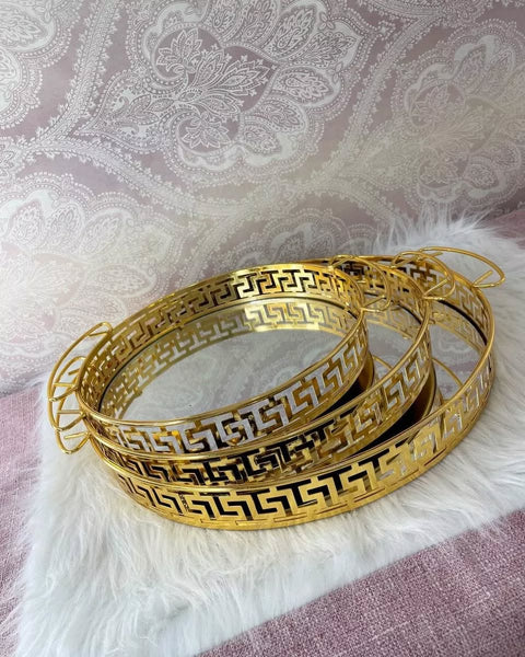 Gold Luxury Trays With Mirror Base Premium quality