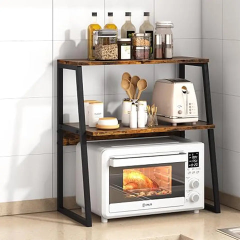 Microwave Oven Stand With Storage Shelf |2 tier Kitchen Organiser Rack | Countertop Storage Shelf | Coffee bar Station | Home Kitchen Furniture