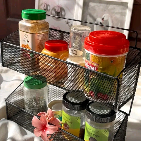 Modern 2-Tier Iron Wall-Mounted Fruit Basket