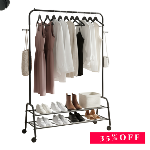Cloth hanging stand Rack Double Shoes Rack Stand With Wheels