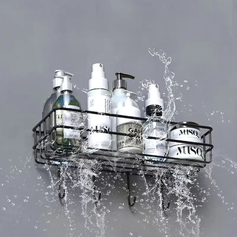 2 Pc wall mounted black Storage basket with strong adhesive stickers (No drill needed)