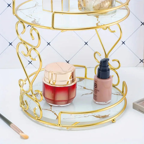 2 Tier Makeup Organizer Top Premium Arcylic Marble Texture