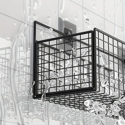 wall mounted metal basket with self adhesive hooks