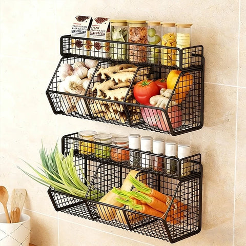 Self Adhesive Basket With Attached Spice Rack