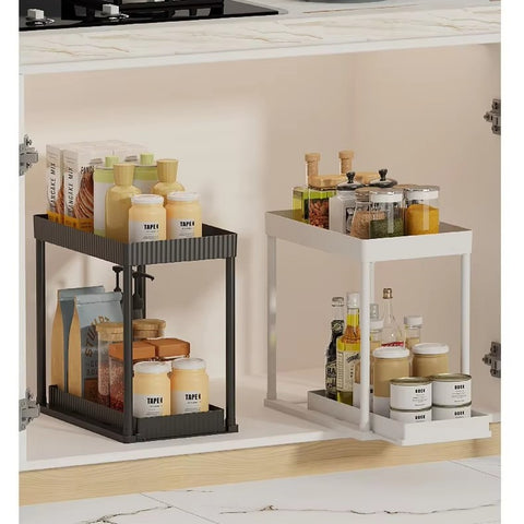 2 Tier Kitchen Shelf, Multi-functional Carbon Steel Rust Proof &Strong Load Bearing