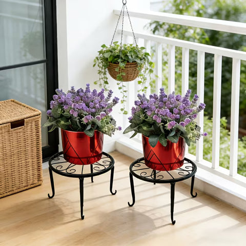 Rust-Proof Metal Floor Stand Plant Rack - Indoor/Outdoor,