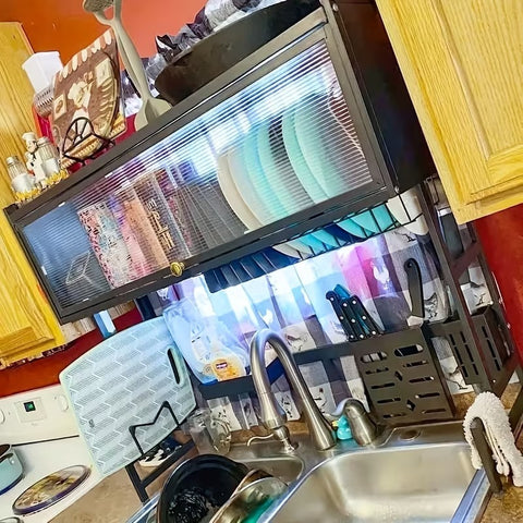 Over The Sink Dish Drainer Drying Rack Dustproof Cabinet Door Strong Load-Bearing Capacity Increase Capacity, Practical And Aesthetically Pleasing