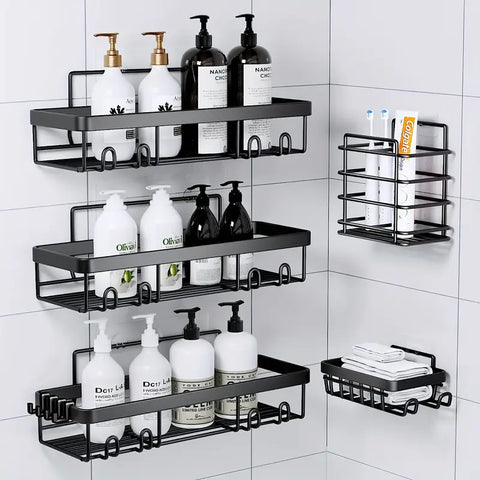 5 Pack Shower Caddy Organizer Rack Shelf for Inside Shower, Adhesive Bathroom Wall Storage