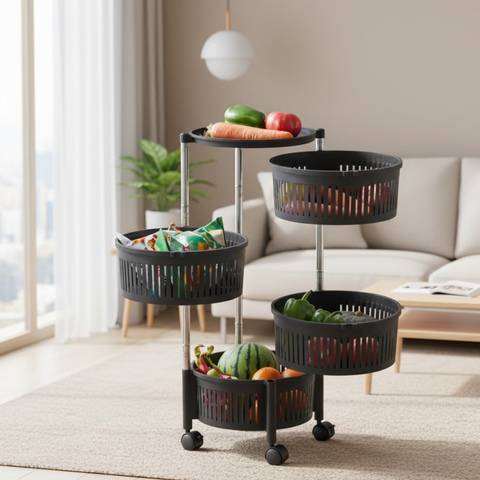 4 Layer Fruit/Vegetables Rotatable Moveable Basket