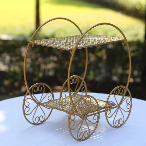 Gold 2 Tier Cinderella Carriage Cupcake Dessert Display Stand