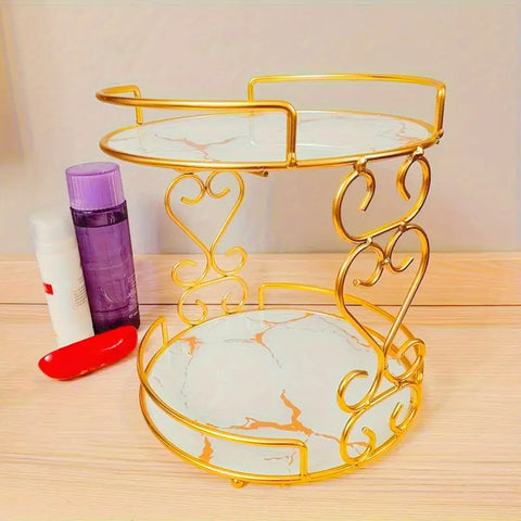2 Tier Makeup Organizer Top Premium Arcylic Marble Texture