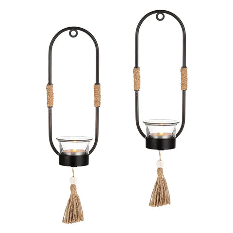 Pack of 2 Black Metal Wall Decorations for Living Room Bathroom Dining Room