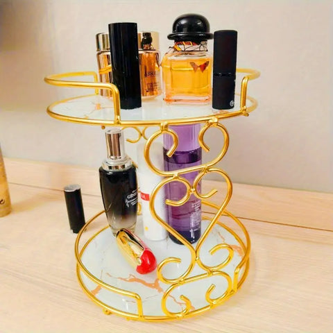 2 Tier Makeup Organizer Top Premium Arcylic Marble Texture