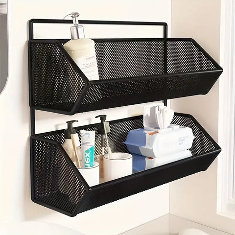 Modern 2-Tier Iron Wall-Mounted Fruit Basket