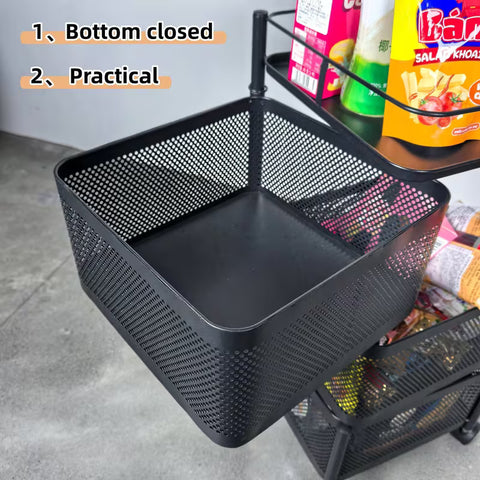 5 Layer Rotatable Metal Basket With Wheels