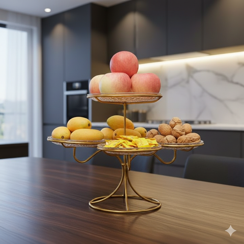 Dish serving rack with glass plates