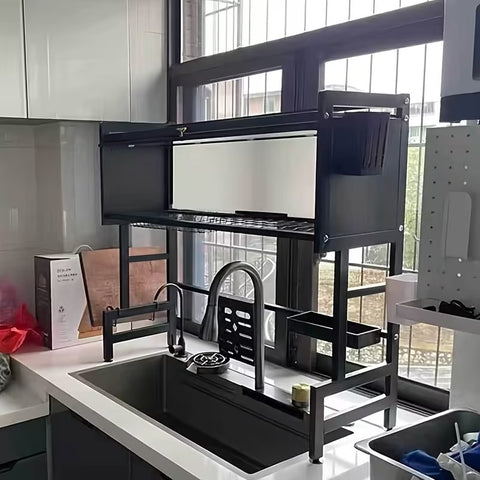 Over The Sink Dish Drainer Drying Rack Dustproof Cabinet Door Strong Load-Bearing Capacity Increase Capacity, Practical And Aesthetically Pleasing