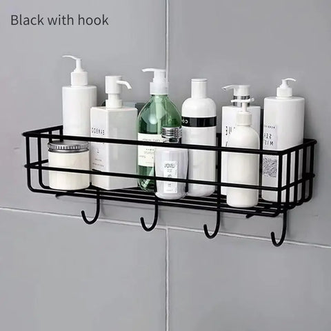2 Pc wall mounted black Storage basket with strong adhesive stickers (No drill needed)