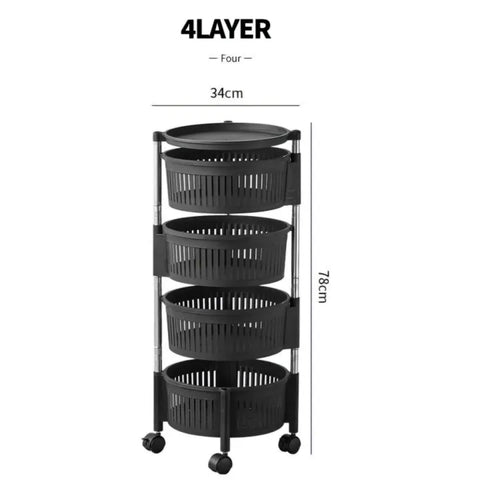 4 Layer Fruit/Vegetables Rotatable Moveable Basket