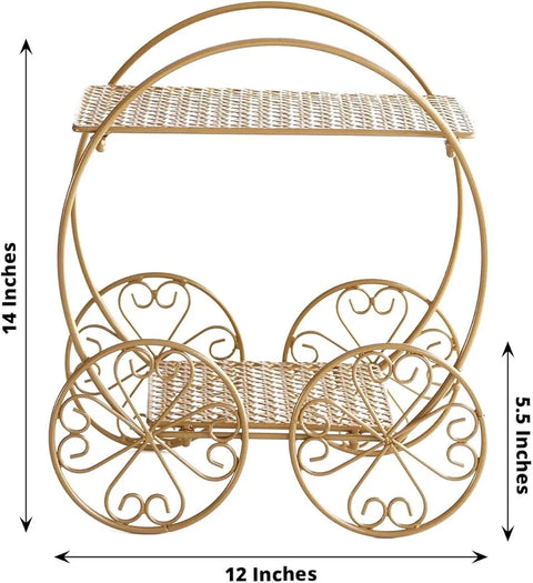 Gold 2 Tier Cinderella Carriage Cupcake Dessert Display Stand