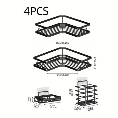 4 Pc Storage rac No Drill Needed With Self Adhesive Stickers
