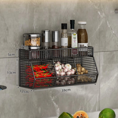 Self Adhesive Basket With Attached Spice Rack