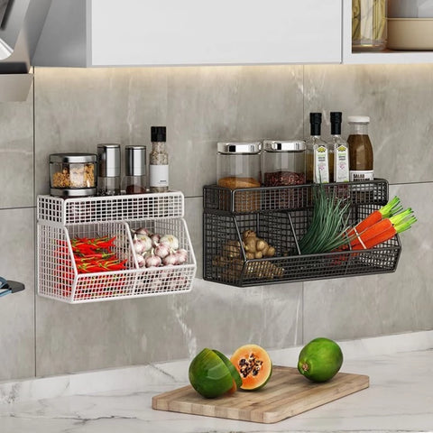 Self Adhesive Basket With Attached Spice Rack