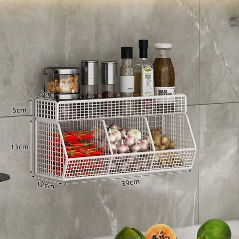 Self Adhesive Basket With Attached Spice Rack