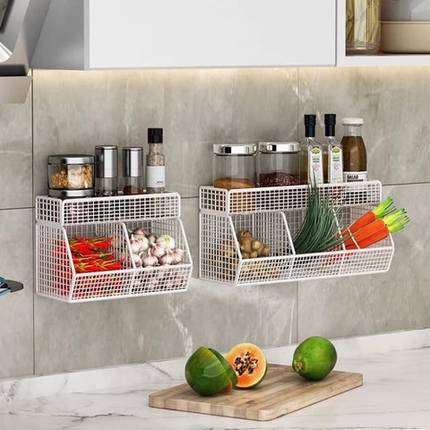 Self Adhesive Basket With Attached Spice Rack