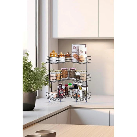 3 tier wall-mounted and counter-shelf multi-purpose corner
