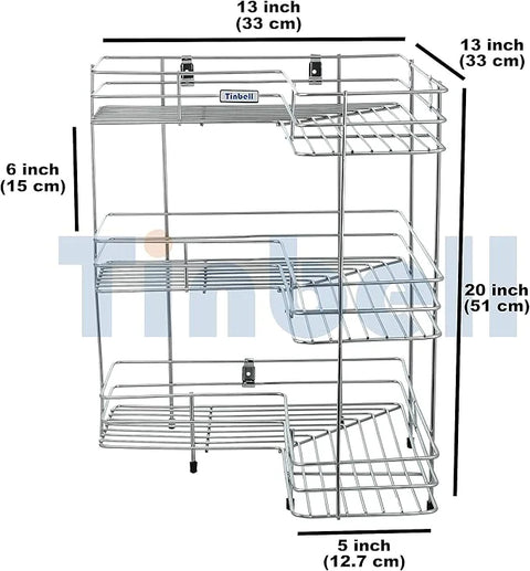 3 tier wall-mounted and counter-shelf multi-purpose corner