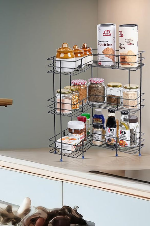 3 tier wall-mounted and counter-shelf multi-purpose corner